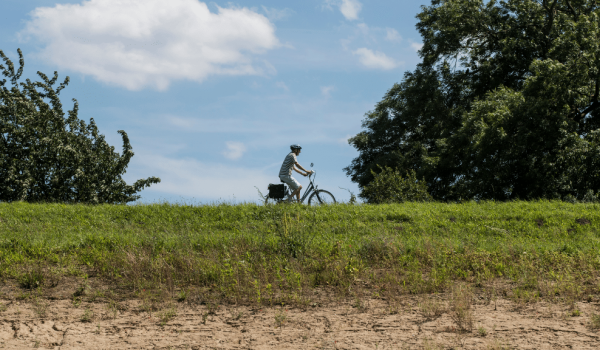 Fietser bij de Maasvallei